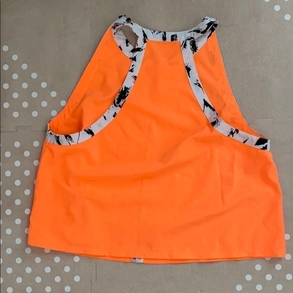 Bright orange crop top size small festival boho juniors women’s girls neon zebra - Picture 4 of 4